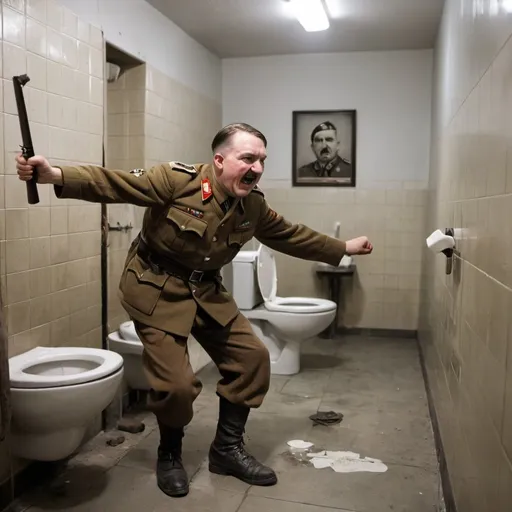 Prompt: hitlers army fighting skibidi toilets