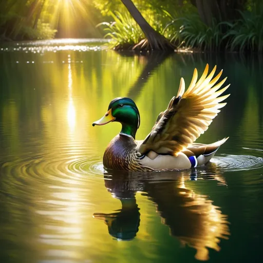 Prompt: duck with golden wings
