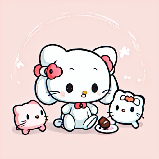 Prompt: A mixture of hello kitty and cinnamoroll