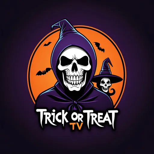 Prompt: A logo for Trick or Treat TV