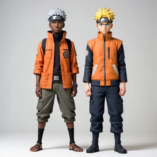 Prompt: Design peter idoko and naruto standing 