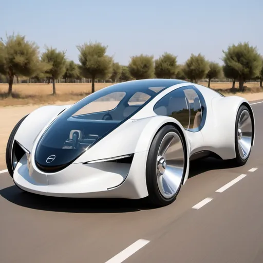 Prompt: Carro futurista, formato oval, transparente
