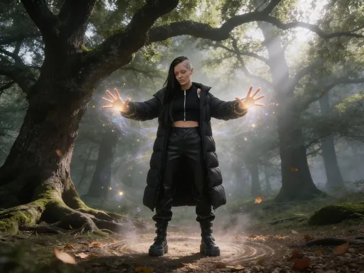 Prompt: @cXhgxvKEtc2oKHxCm7op Is casting a spell in the woods