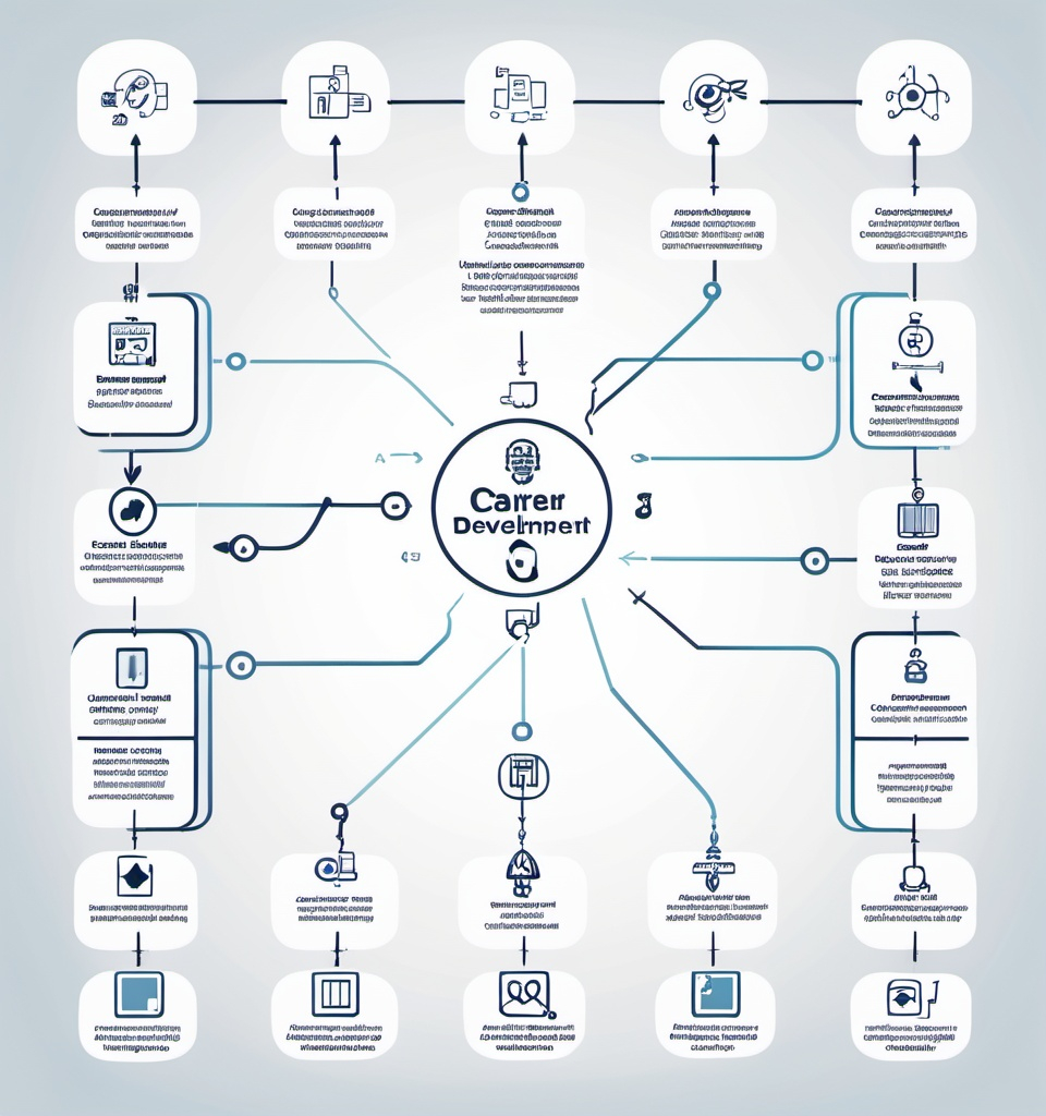 Prompt: A graphic chart like a genogram that outlines career development from lived experience to current career, professional, technical 