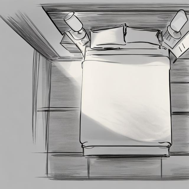 Prompt: pov from above of a bedroom sketch
