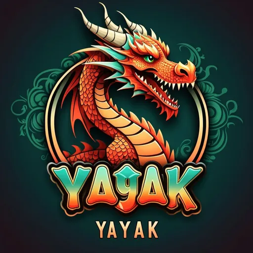 Prompt: create a YAYAK name graphic with a dragon theme