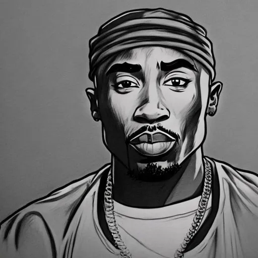 Prompt: Draw a cartoon of 2pac
