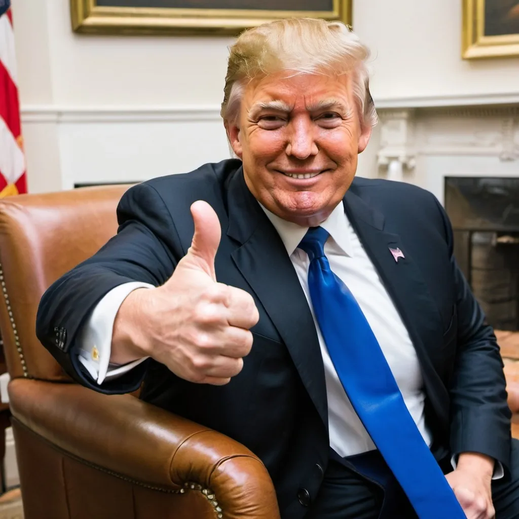 Prompt:  photo of Donald Trump with giving a thumbs up