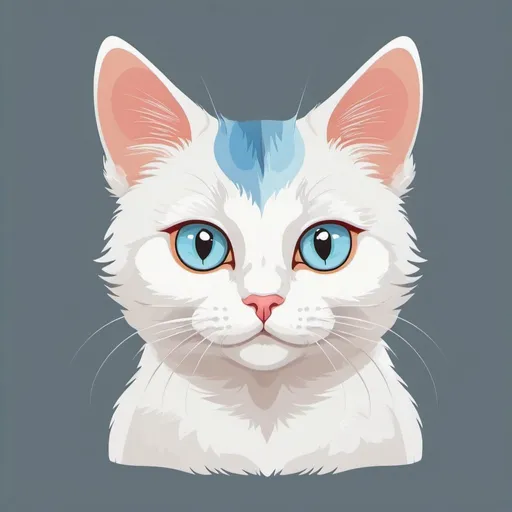 Prompt: A cat with two color wings, heterochromia, flat illustration, cartoon, vector illustration