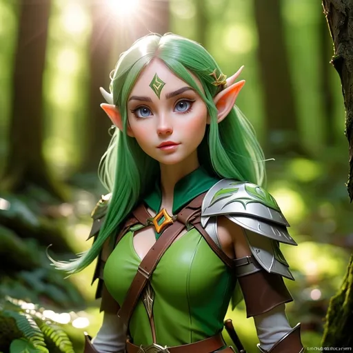 Prompt: <mymodel> Elf ranger in a mystical forest around sunlight