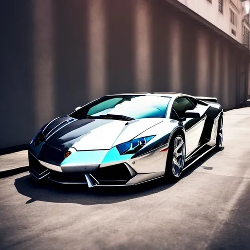 Prompt: create a photo of a chrome super car like a Lamborghini
