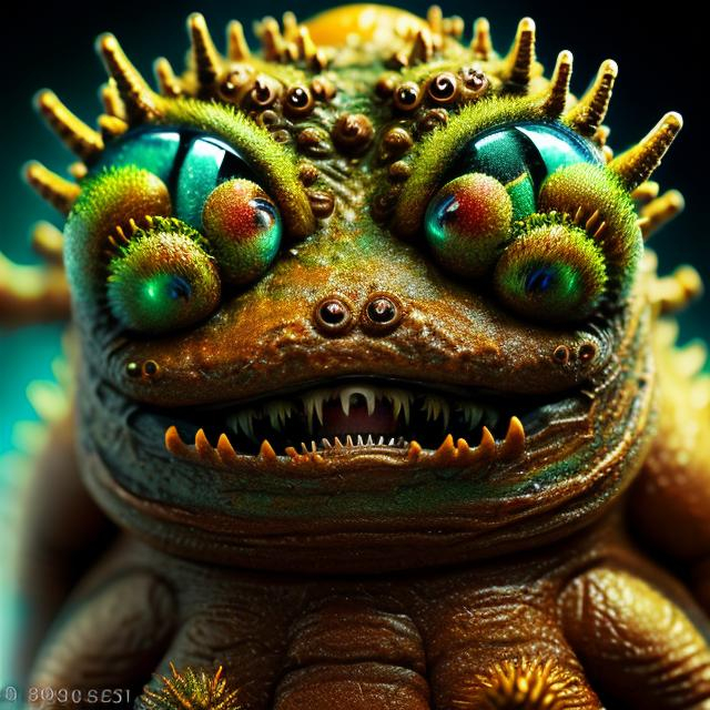 Prompt: Photorealistic, extreme macro, focus stacking. Nikon’s small world. microscopic Kaiju, extremely detailed 