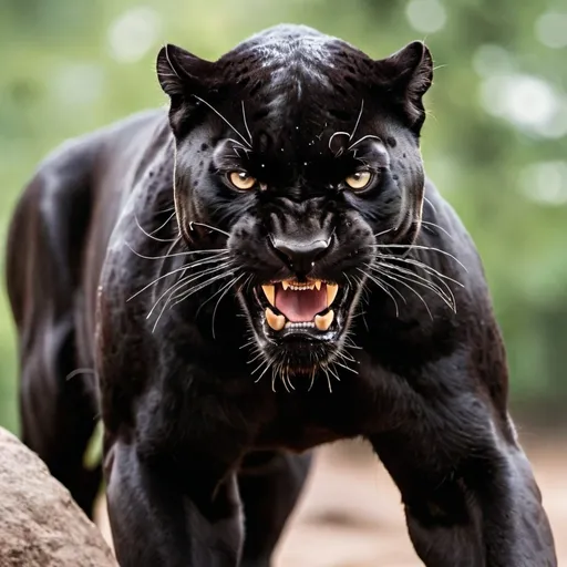 Prompt: Angry black panther 