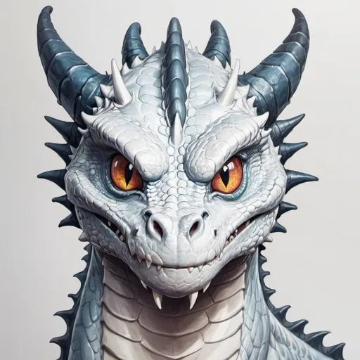 Prompt: Draw a dragon in full color with two different  color eyes 