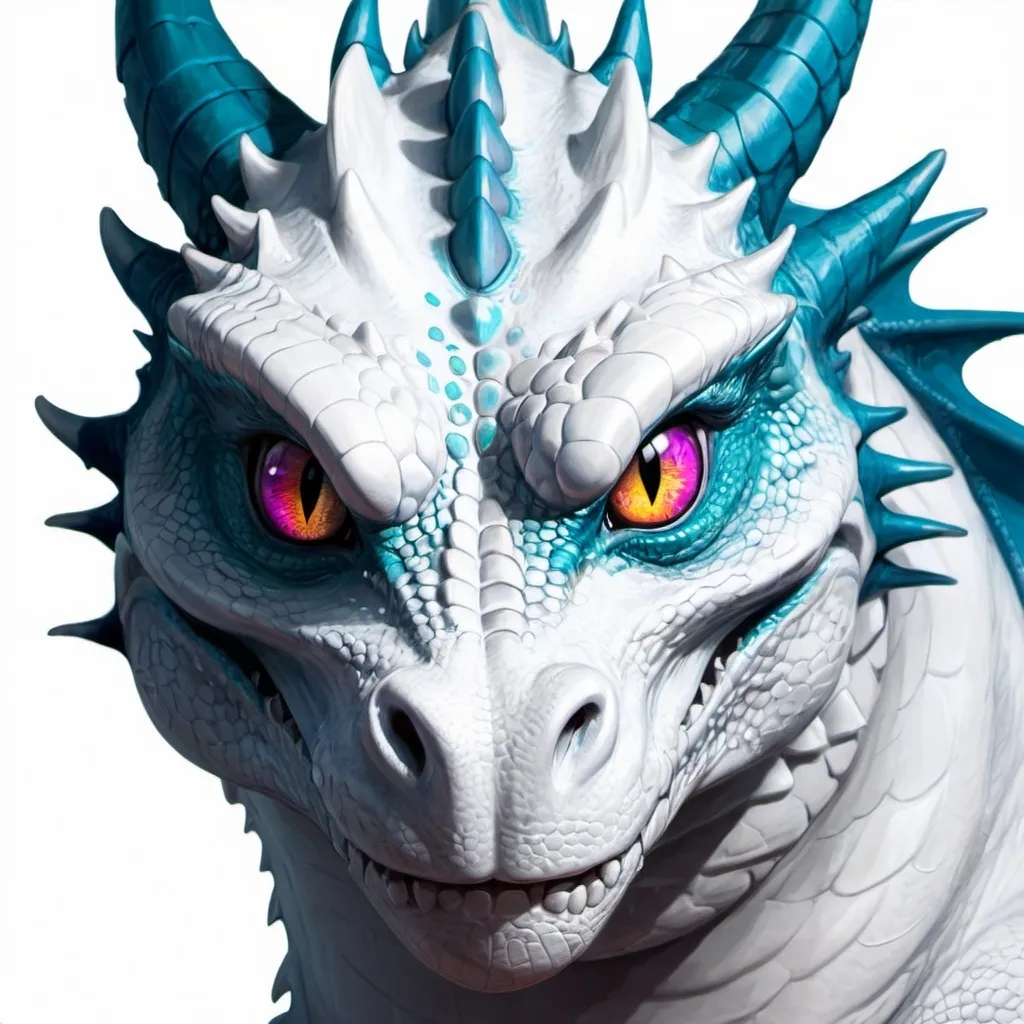 Prompt: Draw a dragon with heterochromatic eyes 
