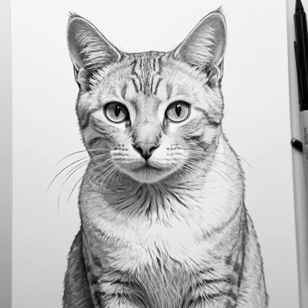 Prompt: Draw line art of a cat