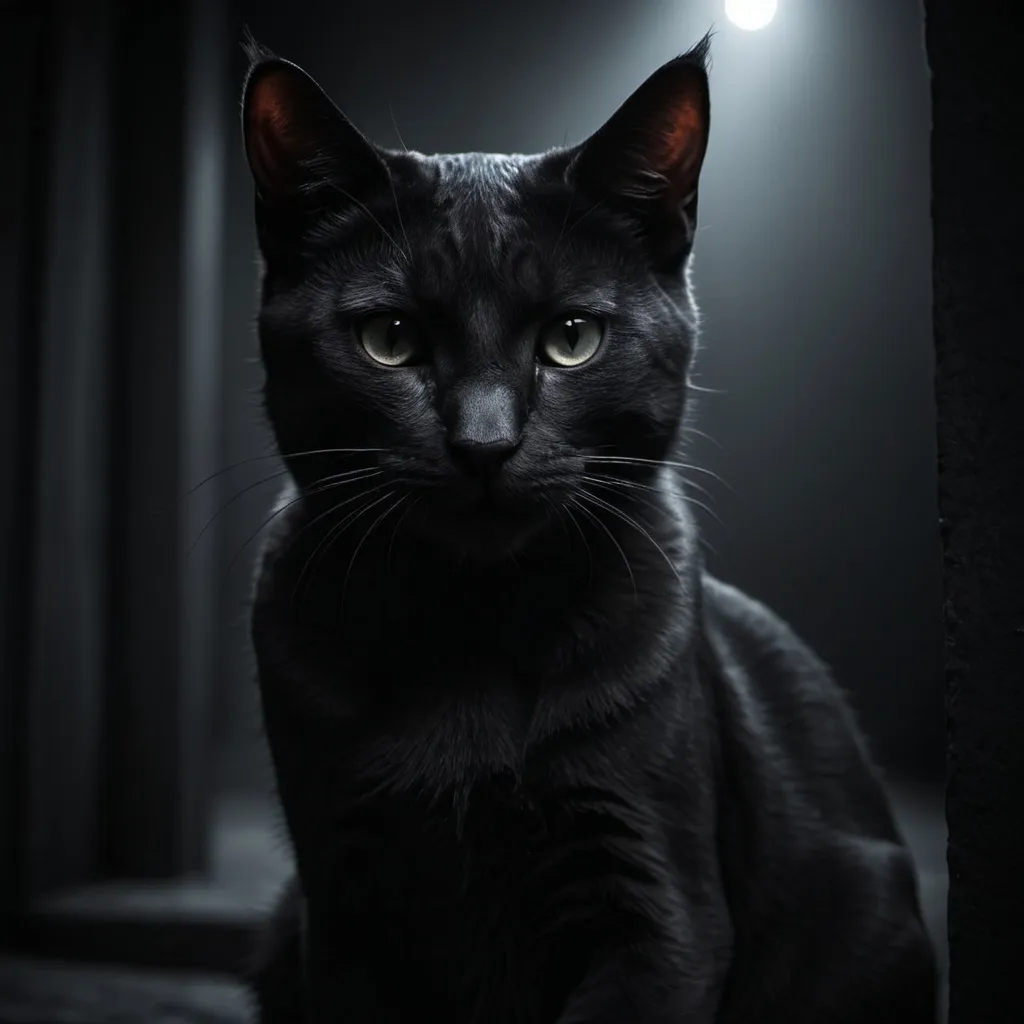 Prompt: (central content: מגה חתול), dark theme, shadowy tones, moody atmosphere, mysterious ambiance, high contrast lighting, (ultra-detailed), engaging interplay of shadows, feline features, striking and dramatic presence, surreal elements, captivating dark artistry, mystical vibes.