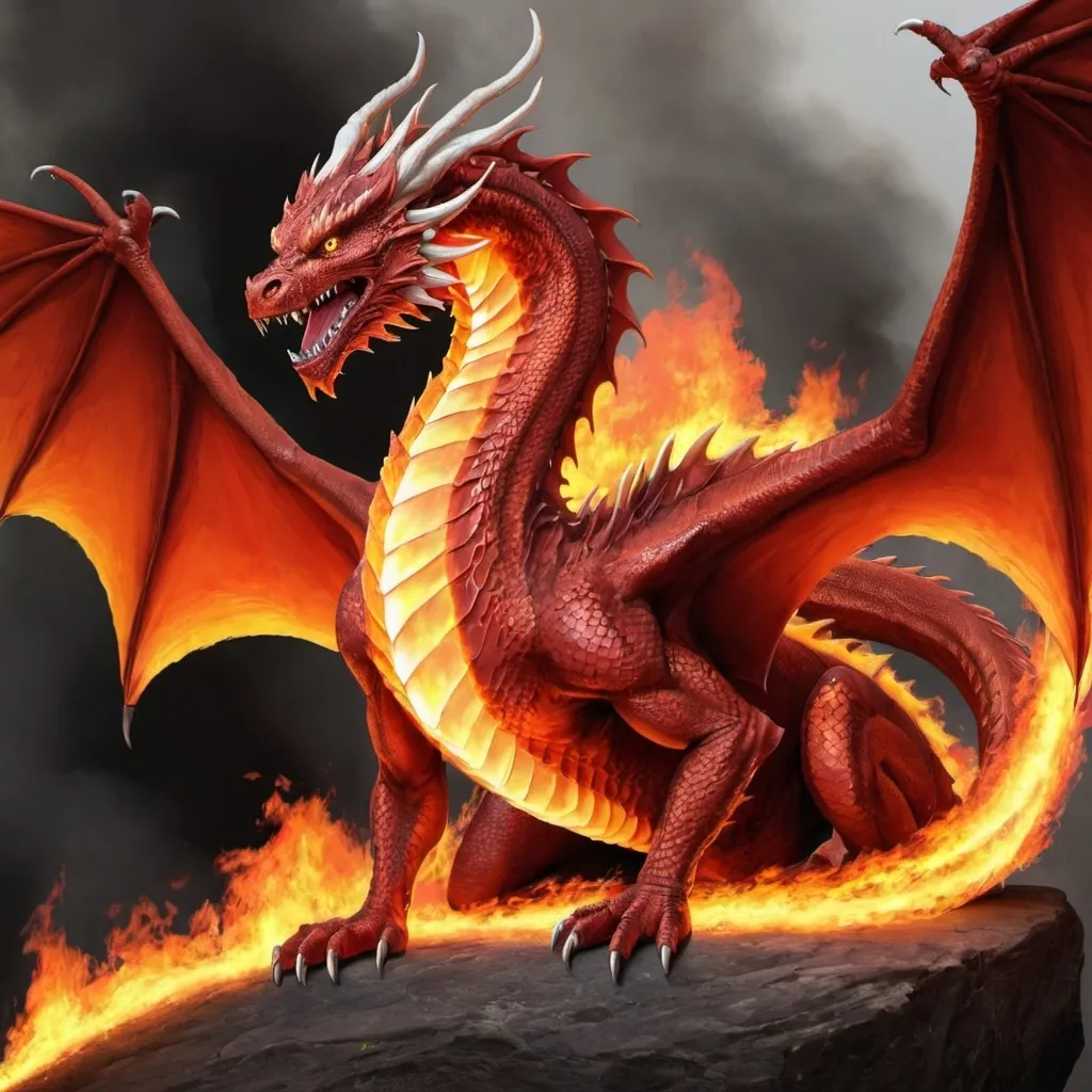 Prompt: a fire dragon