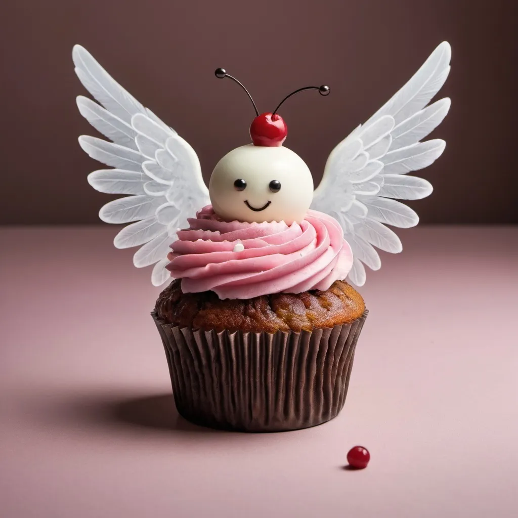 Prompt: a cupcake with wings