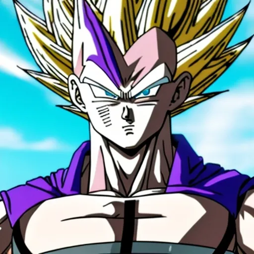 Prompt: My hair color is very dark blonde, hair length is short
White skin
Blue eye color
I want combat clothes
The colors I like are black, light purple and blue
I want my character to be very very strong, stronger than Zeno
The type of attack is Vegeta's attacks like Final Flash
The character will be serious and cheerful at the same time, but the character is smart and has great benefit like Bulma and Vegeta
The additional features are to be very strong, stronger than Zeno, meaning the strongest in the Dragon Ball world, but that's silly because I love Vegeta and I don't want you to know that I'm stronger than him, but if I have to, I will show my true strength