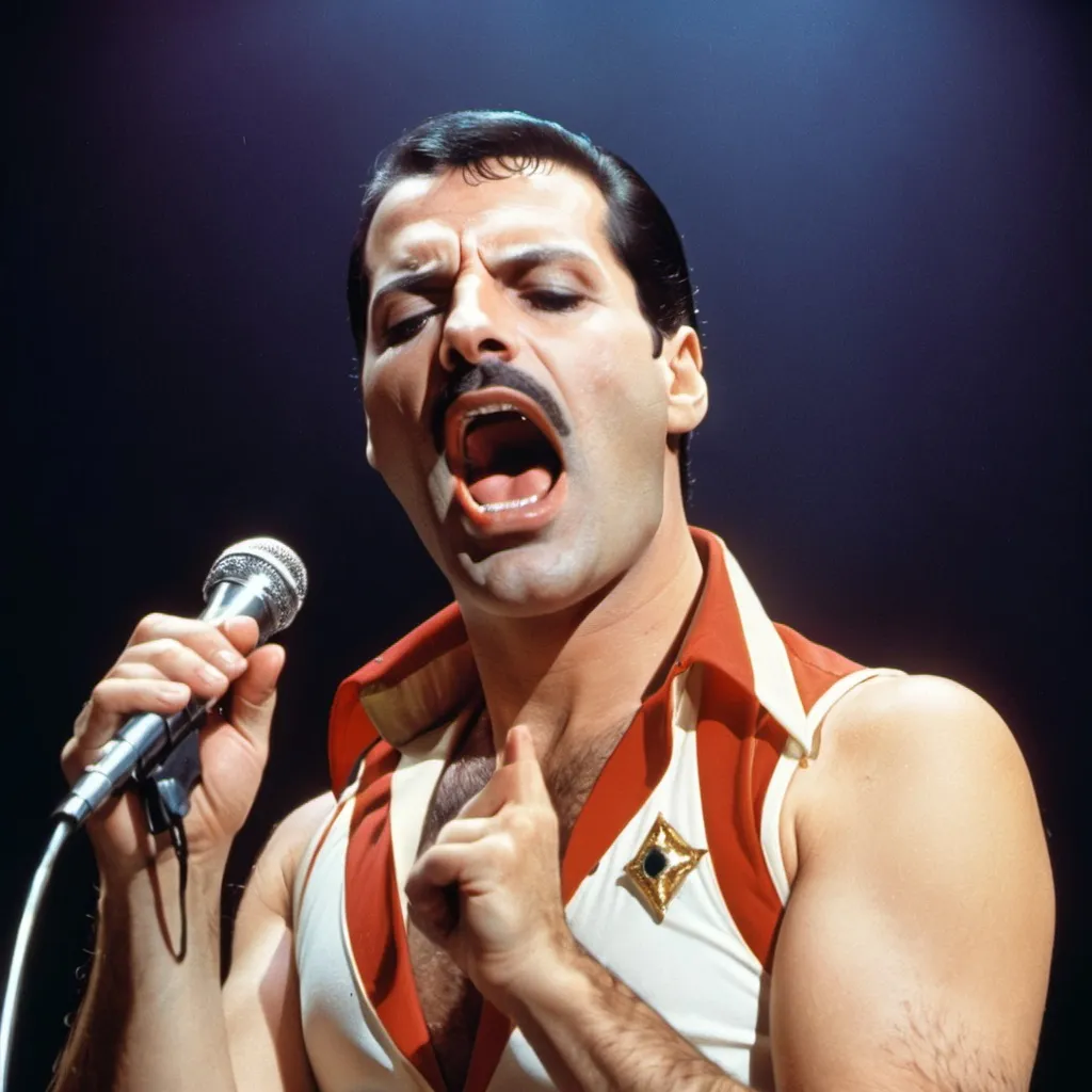 Prompt: freddie mercury singing his high note