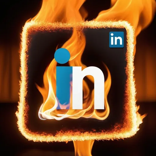 Prompt: linkedin logo on fire