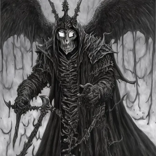 Prompt: Realistic picture of a villain covered with black metal