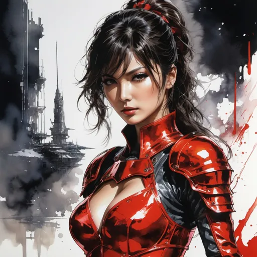 Prompt: (((Yoji Shinkawa))), sticker of ultra detailed portrait of Morena Baccarin in red leotard armor, holding a fireball, high quality cell shaded illustration in post apocalyptic style by Yoji Shinkawa, ((full body)), dynamic pose, perfect anatomy, centered, freedom, soul, red long hair, approach to perfection, cell shading, 4k , cinematic dramatic atmosphere, watercolor painting, global illumination, detailed and intricate environment, artstation, concept art, fluid and sharp focus, volumetric lighting, cinematic lighting, Art by Yoji Shinkawa,
