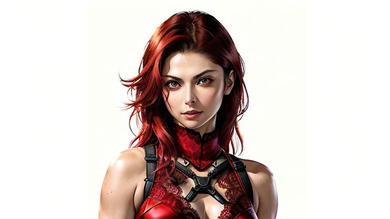 Prompt: (((Yoji Shinkawa))), sticker of ultra detailed portrait of Morena Baccarin in red lace mage outfit, red hair high quality cell shaded illustration in post apocalyptic style by Yoji Shinkawa, ((full body)), dynamic pose, perfect anatomy, centered, freedom, soul, red long hair, approach to perfection, cell shading, 4k , cinematic dramatic atmosphere, watercolor painting, global illumination, detailed and intricate environment, artstation, concept art, fluid and sharp focus, volumetric lighting, cinematic lighting, Art by Yoji Shinkawa,