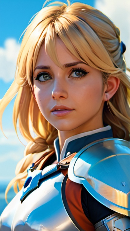 Prompt: Illustration by Makoto shinkai & Ilya Kuvshinov, royal city, Sarah Michelle Gellar wearing white Holy armor detailed, long blonde hair, atmospheric, hyper realistic, 8k, epic composition, cinematic, octane render, 16K resolution, rendered in Enscape, Miyazaki, Nausicaa Ghibli, Breath of The Wild, 4k detailed post processing, artstation, focus, no blur