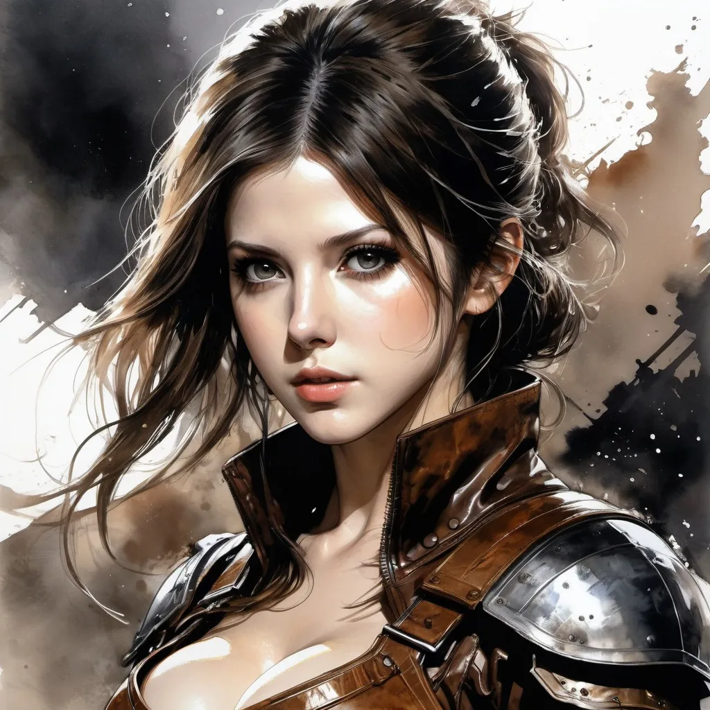 Prompt: (((Yoji Shinkawa))), sticker of ultra detailed portrait of Anna Kendrick ,black hair, in brown leather Thief armor, mudd on face, high quality cell shaded illustration in post apocalyptic style by Yoji Shinkawa, ((full body)), dynamic pose, perfect anatomy, centered, freedom, soul, blonde long hair, approach to perfection, cell shading, 4k , cinematic dramatic atmosphere, watercolor painting, global illumination, detailed and intricate environment, artstation, concept art, fluid and sharp focus, volumetric lighting, cinematic lighting, Art by Yoji Shinkawa,