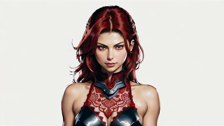 Prompt: (((Yoji Shinkawa))), sticker of ultra detailed portrait of Morena Baccarin in red lace mage outfit, red hair high quality cell shaded illustration in post apocalyptic style by Yoji Shinkawa, ((full body)), dynamic pose, perfect anatomy, centered, freedom, soul, red long hair, approach to perfection, cell shading, 4k , cinematic dramatic atmosphere, watercolor painting, global illumination, detailed and intricate environment, artstation, concept art, fluid and sharp focus, volumetric lighting, cinematic lighting, Art by Yoji Shinkawa,