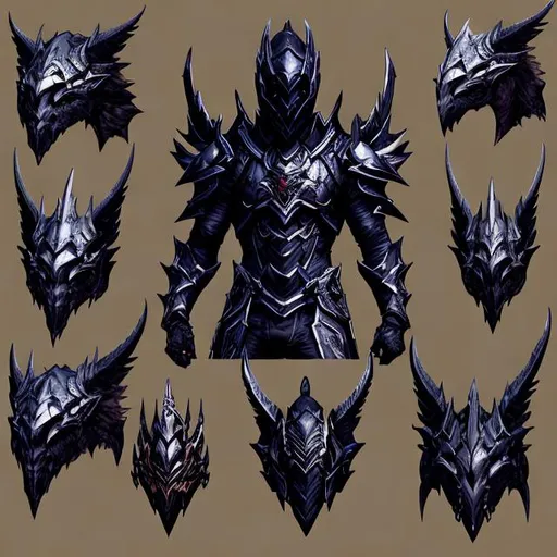 Prompt: {Concept sheet}xxxtentacion, 26 years old, male,  in black demon knight suit from FFXIV, dragonskull helmet, brown eyes, ethereal, jewelry set, {Concept sheet} dragonskull helmet, royal vibe, highly detailed, digital painting, Trending on artstation ,tan skin, HD quality, Big Eyes, artgerm, by Ilya Kuvshinov 