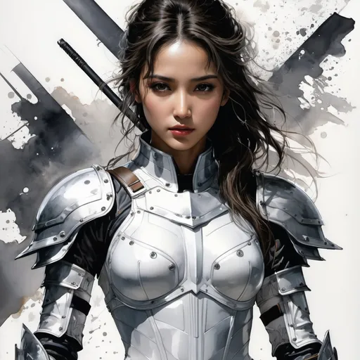 Prompt: (((Yoji Shinkawa))), sticker of ultra detailed portrait of Naomi Scott in white leotard armor, white dark knight helmet, high quality cell shaded illustration in post apocalyptic style by Yoji Shinkawa, ((full body)), dynamic pose, perfect anatomy, centered, freedom, soul, brown long hair, approach to perfection, cell shading, 4k , cinematic dramatic atmosphere, watercolor painting, global illumination, detailed and intricate environment, artstation, concept art, fluid and sharp focus, volumetric lighting, cinematic lighting, Art by Yoji Shinkawa,
