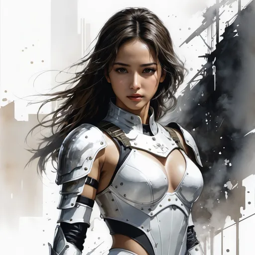 Prompt: (((Yoji Shinkawa))), sticker of ultra detailed portrait of Naomi Scott in white leotard armor, high quality cell shaded illustration in post apocalyptic style by Yoji Shinkawa, ((full body)), dynamic pose, perfect anatomy, centered, freedom, soul, brown long hair, approach to perfection, cell shading, 4k , cinematic dramatic atmosphere, watercolor painting, global illumination, detailed and intricate environment, artstation, concept art, fluid and sharp focus, volumetric lighting, cinematic lighting, Art by Yoji Shinkawa,
