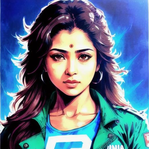 Prompt: (((Yoji Shinkawa))), sticker of ultra detailed portrait of Sadaf Mohammed Sayed  (Indian actress who mainly appears in Telugu, Tamil, and Kannada films)in blue mech clothing,  high quality cell shaded illustration in post apocalyptic style by Yoji Shinkawa, ((full body portrait)), dynamic pose, perfect anatomy, centered, freedom, soul, blue long hair, approach to perfection, cell shading, 4k , cinematic dramatic atmosphere, watercolor painting, global illumination, detailed and intricate environment, artstation, concept art, fluid and sharp focus, volumetric lighting, cinematic lighting, Art by Yoji Shinkawa,