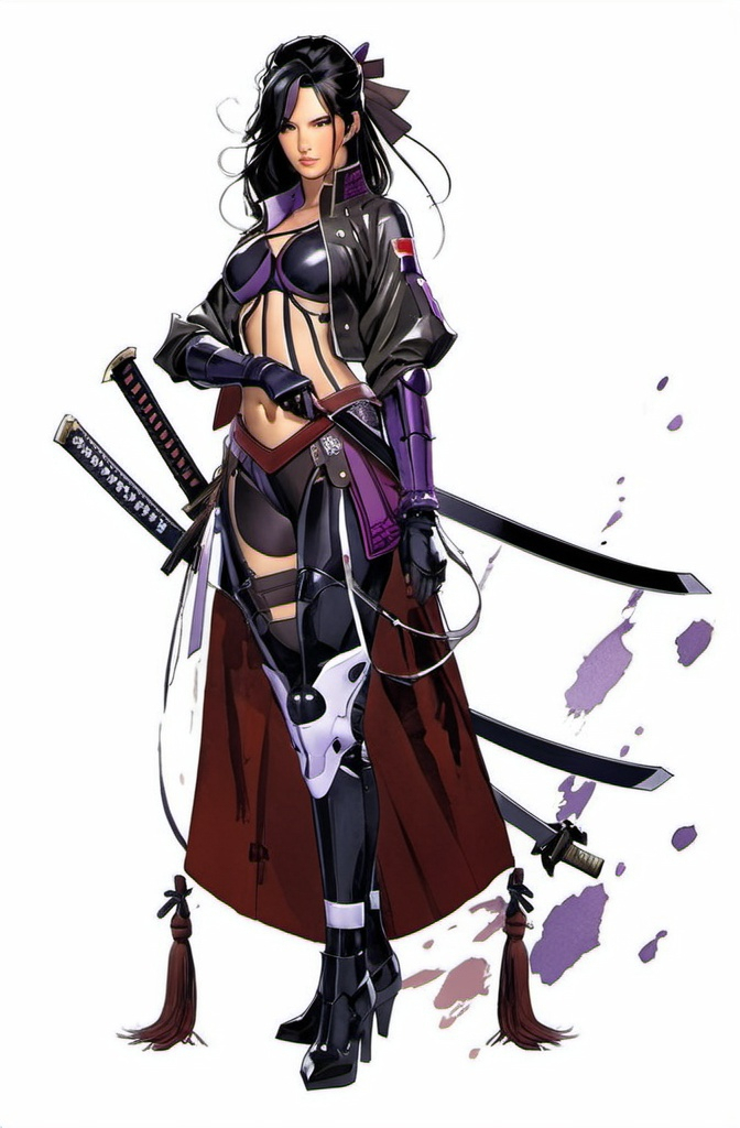 Prompt: King of Fighers Art (((Yoji Shinkawa))), sticker of ultra detailed portrait of Olivia Munn in detailed purple heavy samurai armor, high quality cell shaded illustration in post apocalyptic style by Yoji Shinkawa, ((full body)), dynamic pose, perfect anatomy, centered, freedom, soul, black long hair,tan skin approach to perfection, cell shading, 4k , cinematic dramatic atmosphere, watercolor painting, global illumination, detailed and intricate environment, artstation, concept art, fluid and sharp focus, volumetric lighting, cinematic lighting, Art by Ilya Kuvshinov
