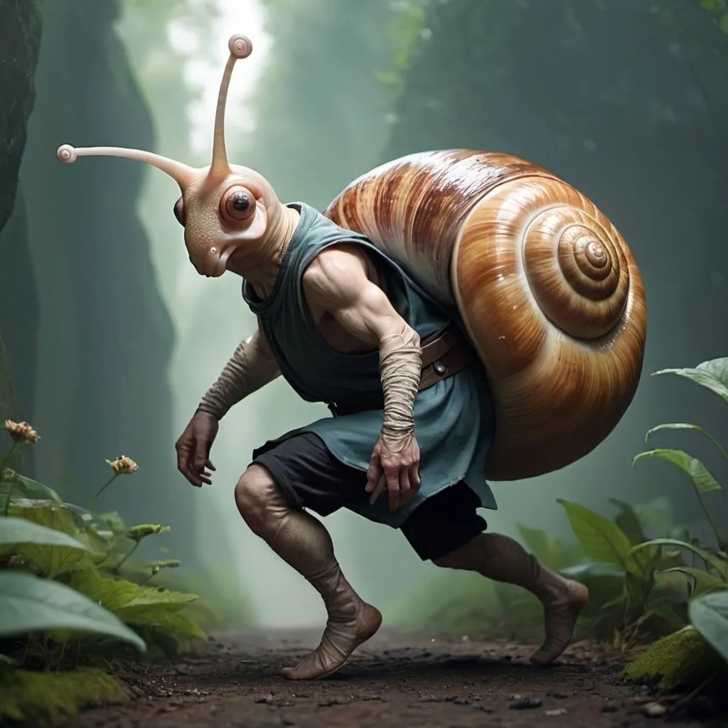 Prompt: 
humanoid snail man hero
