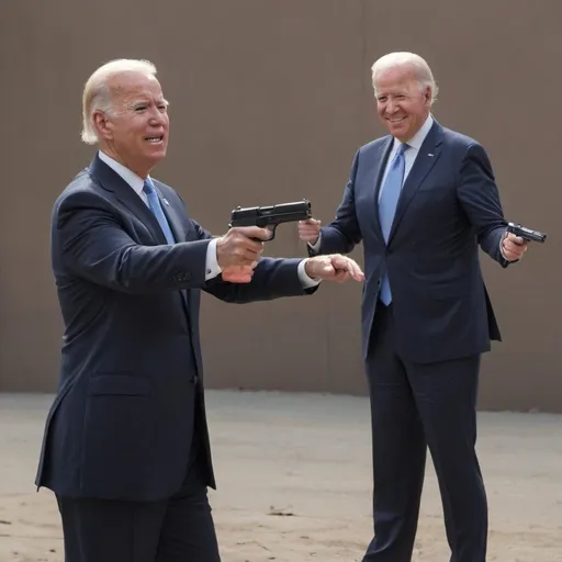 Prompt: donald trump executing joe biden with a gun