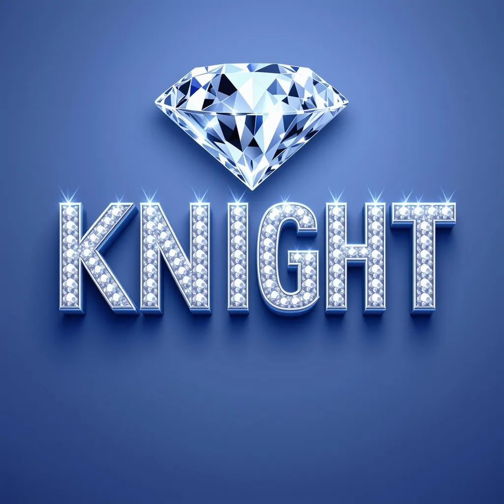 Prompt: make a profile picture sized image with the word KNIGHT with diamonds in it and a diamond behind it

