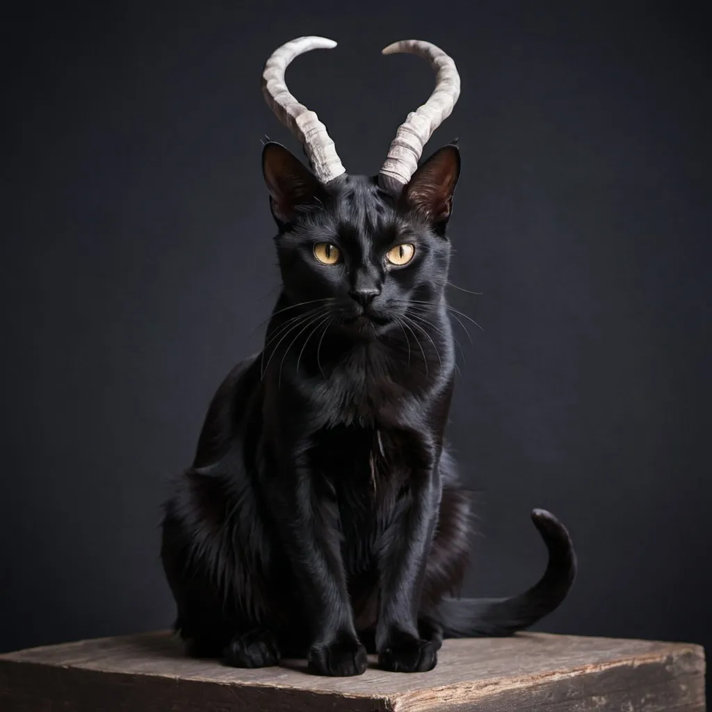 Prompt: Black cat with horns