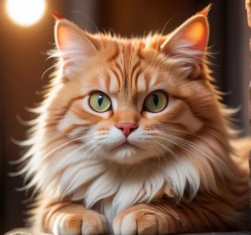 Prompt: (cat in a perfect photo pose), (adorable), (fur texture), (bright, warm lighting), (clear focus), (captivating gaze), (soft shadowing), (natural background), (ultra-detailed), (cheerful ambiance), (professional photography style)