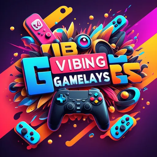 Prompt: (accurately spelled text "Vibing Gameplays"), eye-catching YouTube banner, colorful and dynamic design, engaging gaming elements, bold typography, fun and immersive theme, action-packed scenes, gaming characters, controller graphics, sleek layout, warm and inviting colors, modern aesthetic, digital artwork, ultra-detailed, high-quality, vibrant background, appealing to gamers.