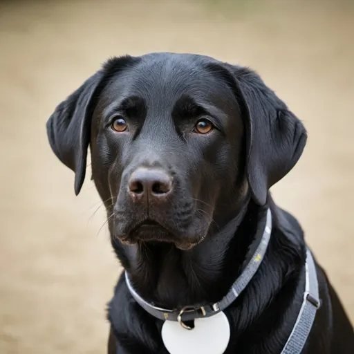 Prompt: A black Labrador with a white patch on her chest
