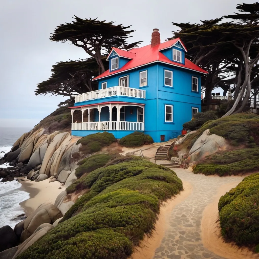 Prompt: Foto de la casa de Pablo Neruda en Isla Negra o un collage de la ruta.
