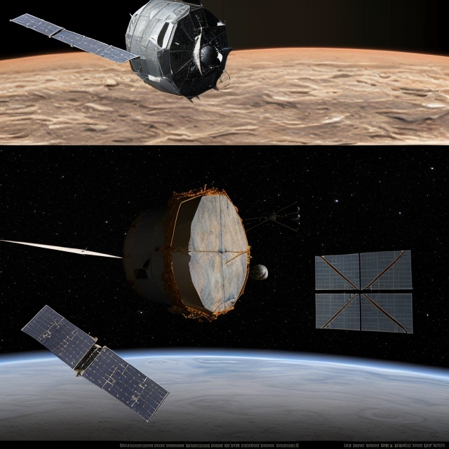 Prompt: Realistic Spacecraft Orbiting Gliese 581e Vs Realistic Spacecraft Orbiting Jupiter