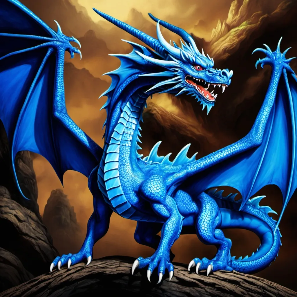 Prompt: Blue dragon