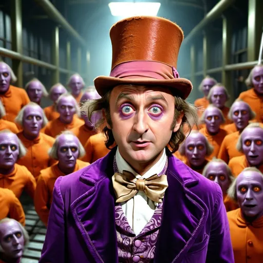 Prompt: willy wonka abuses oompa loompa