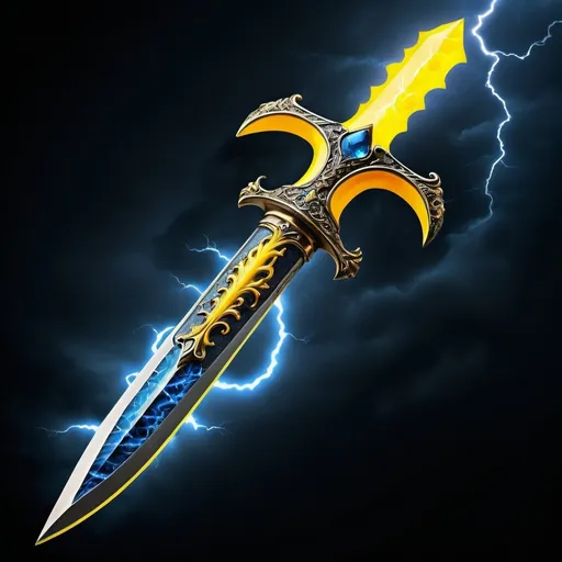 Prompt: A dagger but the blade is made of yellow lightning