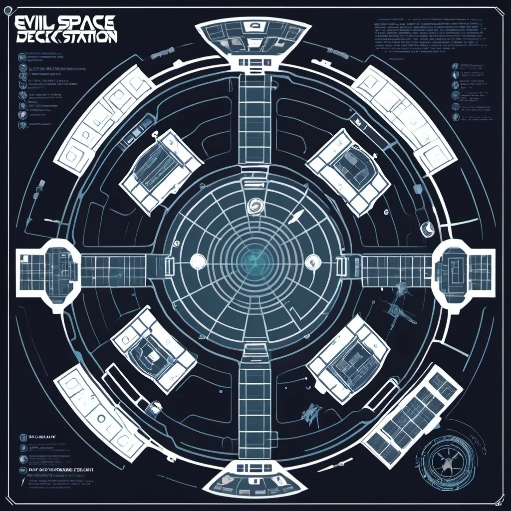 Prompt: evil space station deckplan